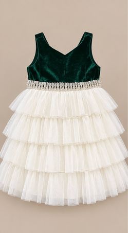 Girls Velvet Tulle Tiered Formal Dress