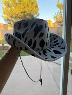 Cow print cowboy hat