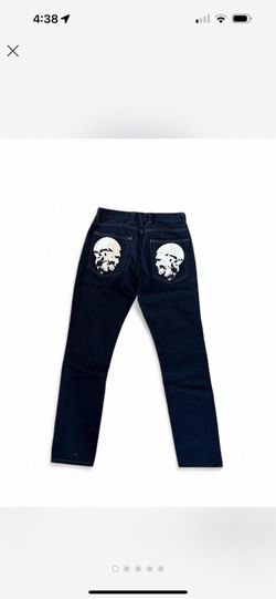 Navy Denim BySLIK Jeans With Skull Graphic