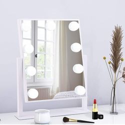 Lighted Makeup Mirror Hollywood Mirror Vanity Mirror with Lights, Touch Control Design 3 Colors Dimable LED Bulbs, Detachable 10X Magnification, 360°R Thumbnail