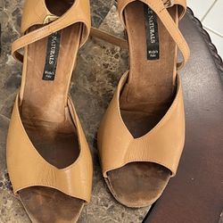 Dance Naturals Leather Latin Ballroom Dance Shoes - Size 6 1/2 - 3” Heel - Good Condition