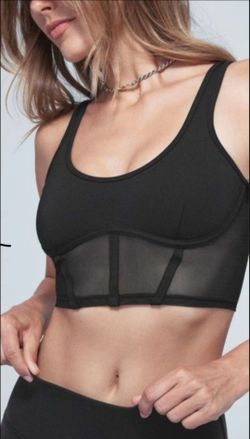 Alo Yoga Black Top Airbrush Mesh Corset Tank