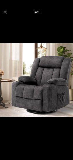 Recliner Chair Massage Rocker 360° Swivel Lazy Boy Recliner Single Sofa Seat, Gray