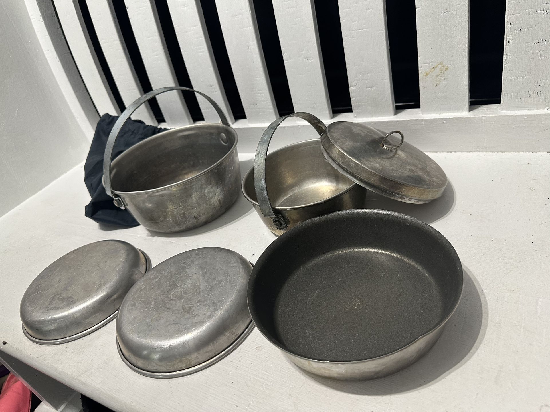 OPEN COUNTY Vintage Aluminum/ Tin Camping Cookware 6 Pc