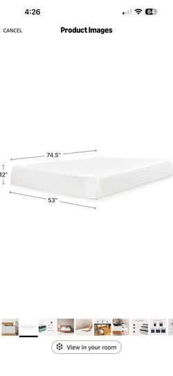 Ashley Chime Memory Foam 12" Full Mattress with Thick Memory and Support Foam. CASH ONLY