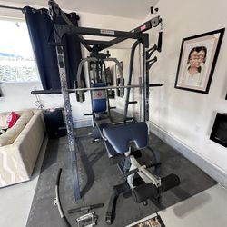 Marcy Smith Machine Olympic Bar And Complete Olympic Weight Set 