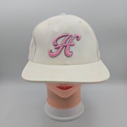 Pacific Headwear D-Series White Pink Embroidered "H" Fitted Hat Size L/XL. 11