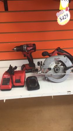 Drill model: 2801-20 Circlular saw model:2630-20 with batteries and charger