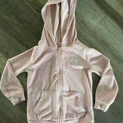 Super Soft Velour Pink Size 4 Girls Zip Up Hoodie 
