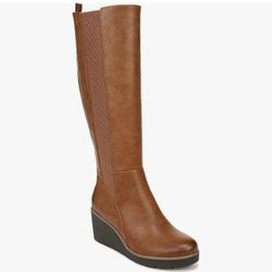 Naturalizer SOUL Womens Adrian Wedge Tall Boot Toffee Brown Smooth 8.5M