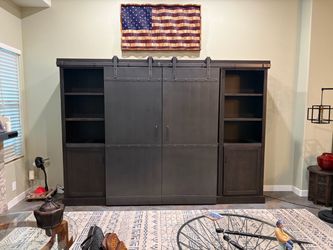 Industrial Farmhouse Media Console / Barn Door Entertainment Center