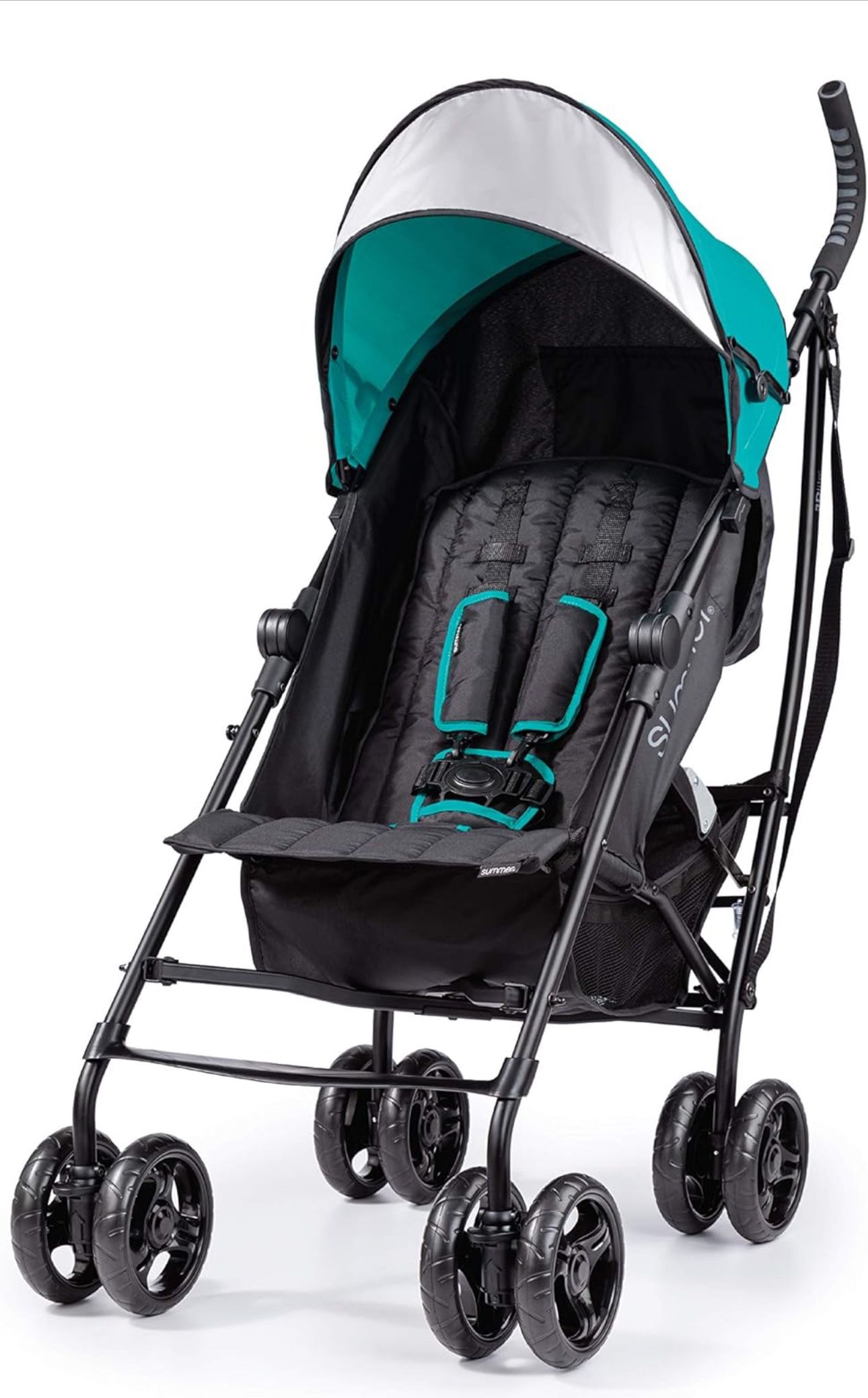 Summer Infant 3Dlite Convenience Stroller, Teal - Lightweight Stroller with Aluminum Frame, Large Seat Area, 4 Position Recline, Extra Large Storage B