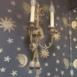 French Gold Metal Sconces 1960s  