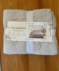 Beige/Khaki 100% Cotton Quilt 3 Piece Set for Twin Bed