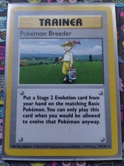 Pokémon Breeder (#76/102) Trainer card from the iconic 1999 Base Set (Unlimited Edition).