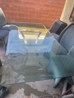 Large Glass Dining Table 