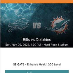 Dolphins vs Bills 2nd Row 2 Tickets