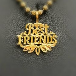 Jewelry 14k solid yellow gold best friends Pendant charm