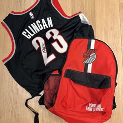 Signed Donovan Clingan Blazers Jersey + Backpack – Bundle