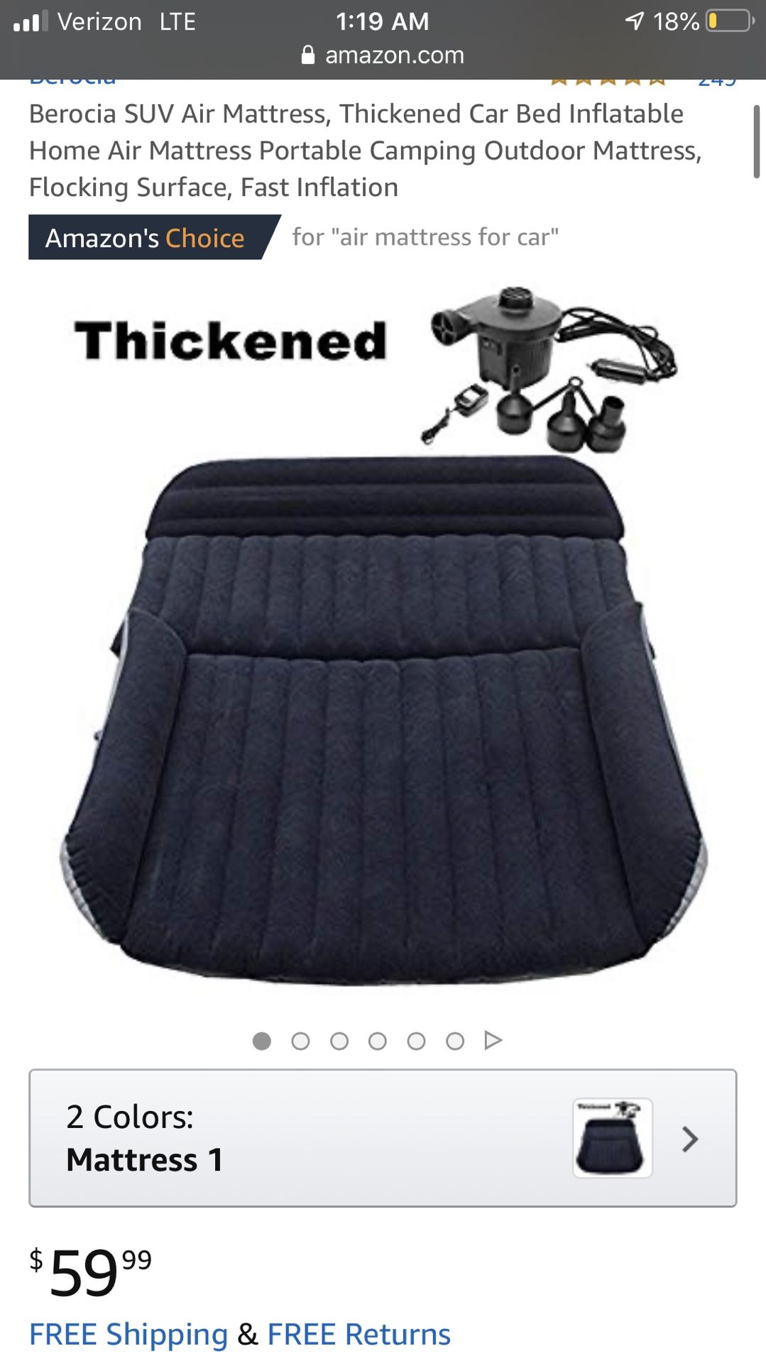 Brand New Berocia SUV Mattress with pump