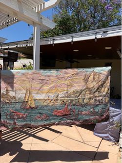 Vintage Sicilian Coastal Village Tapestry