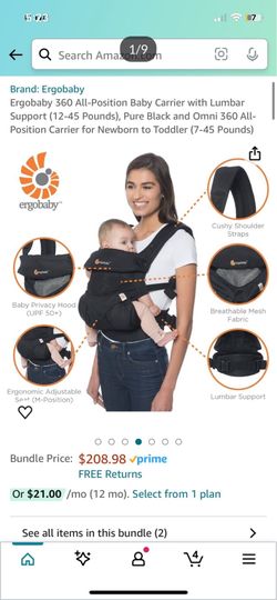 ErgoBaby 360 Cool Air Baby Carrier Onyx Black