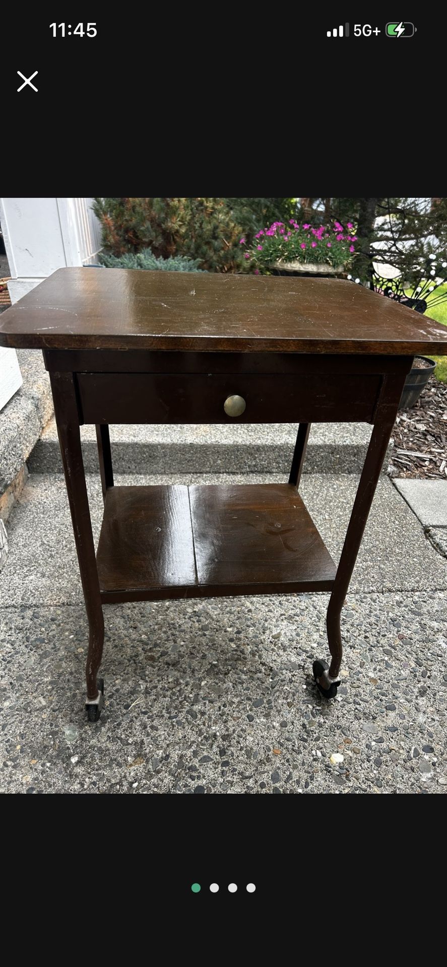 Vintage Metal Typewriter Desk on Casters