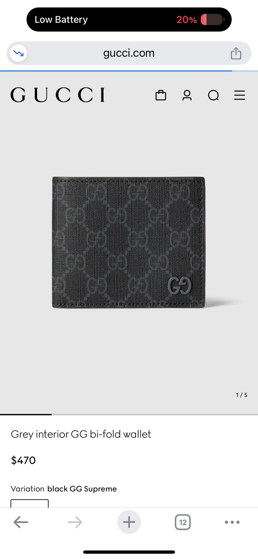 BRAND NEW Gucci Grey interior GG bi-fold wallet 