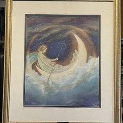 Hugh Williams - Moonboat To Dreamland Framed 24x28. 