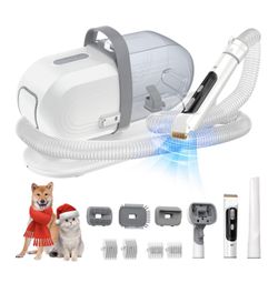 AUOSHI Dog Grooming Kit 13KPa 2.5L Pet Hair Grooming Vacuum With 5 Pet Grooming Tools Deshedding Brush Comb Clippers Hair Remover Pet Supplies for Dog