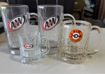 Vintage A&W Root Beer Glass Mugs Set of 4