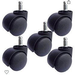 Office Chair Wheel Replacement - Set of 5 (Black)