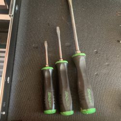 3 Snap-On Flat Head Screw Drivers