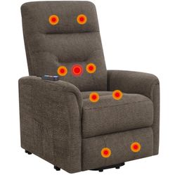 Power Lift Storage Pocket Brown Heat Massage Chair Silla Reclinable massage