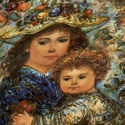 Gold Frame “ Elaine And Zena” By Edna Hibel