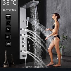 Wall mounted shower.