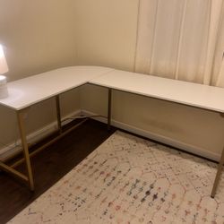L-Shaped Metal Base Computer Desk 