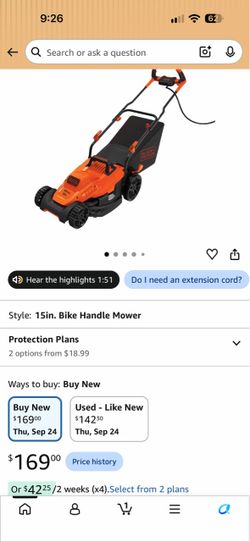 BLACK+DECKER 15in Electric Lawn Mower