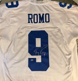 Tony Romo Signed Dallas Cowboys Reebok Jersey with Mounted Memories Hologram