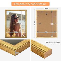Wood 20x27 Frame Gold, Ornate Natural 27x20in Poster Picture Frame, Modern Golden 20 x 27inch Galler