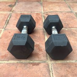 20 Lbs Coated Hex Dumbells