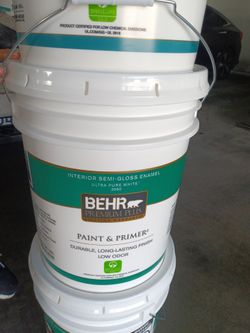 Brand new 5 gallon semi-gloss white paint brand new