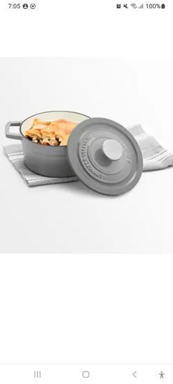 2 QT MARTHA STEWART POT CAST IRON, GRAY, NEW