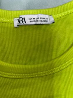 Zara Neon Yellow Ribbed Top Size M