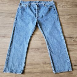 Levi's 501 Jeans Men's Blue Denim Straight Leg Button Fly 100% Cotton Sz 44 X 30