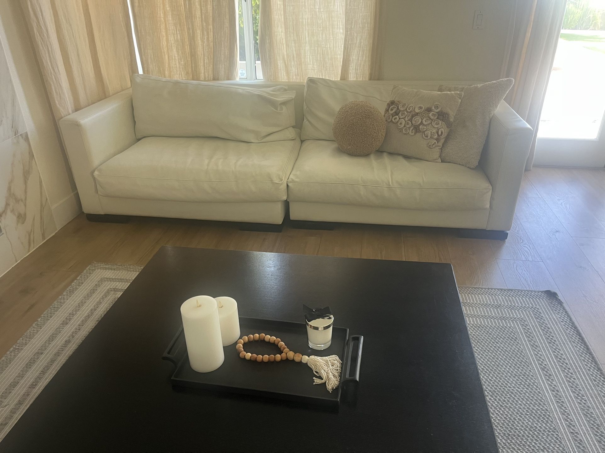 While Leather Couch