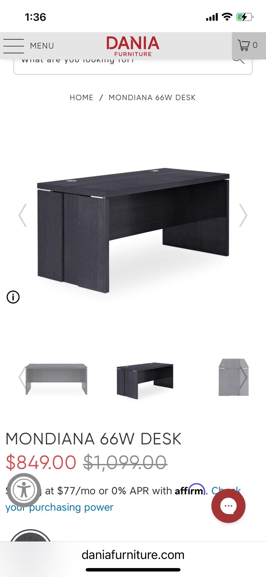 Dania –Mondiana 66” Desk, Return, And Two Lateral File Cabinets