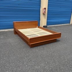 Mid Century Modern Teak Queen Size Platform Bedframe By Sun Cabinet