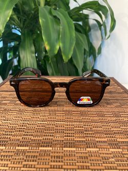 Acetate Frame Polarized Brown Print Sunglasses