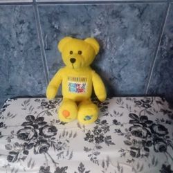 Happy Bday Beanie Yellow Bear